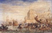 David Cox Embarkation of His Majesty George IV from Greenwich (mk47) oil on canvas